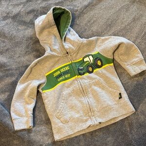 John Deere Gray and Green Kids Hoodie with Tractor Graphic